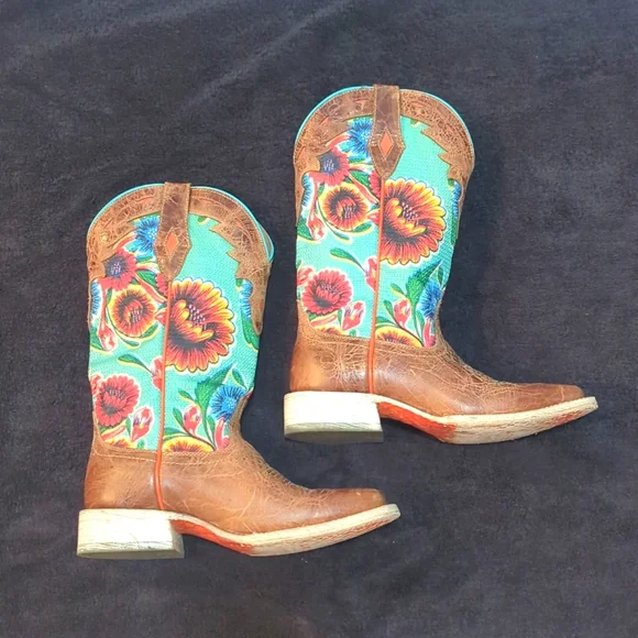 Ariat Circuit Champion Floral Square Toe Cowboy Boots - Picture 2 of 11